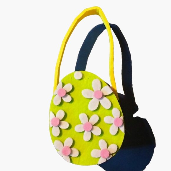 Other - Easter Egg Felt Bag Miniature Basket Treat Gift Green Pink Daisy Girl Purse Tote